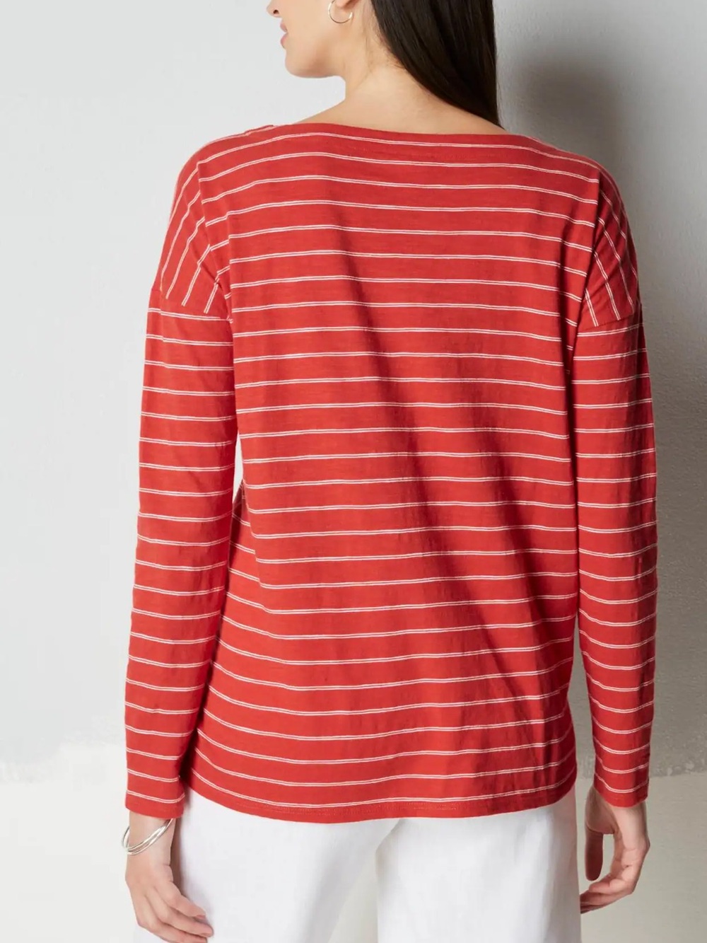 NWT J. Jill Relaxed Striped Boatneck Long Sleeve Top Size XL NEW Shirt Cotton